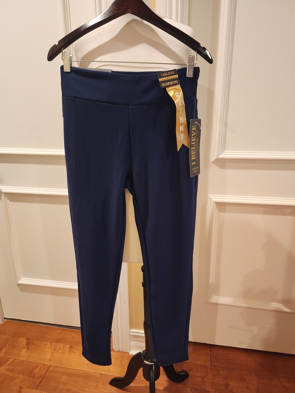 PUSH UP I Believe Slimming Skinny Navy Blue Leggings